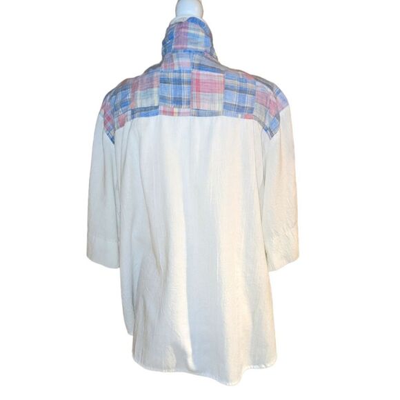 🤩 Tapestry in white and plaid patchwork vintage top🤩 2 for $20 - Picture 4 of 9